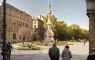 Recreación del paseo de Sarasate de Pamplona tras las obras de reurbanización.