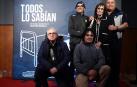 Jesús Zudaire, Peio Senosiáin, María Victoria Martinicorena, Ángel Campos y José Luis Pérez, protagonistas de la película, este jueves, en los Golem de Pamplona