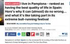 Titular del Daily Mail elogiando Pamplona como ciudad para vivir