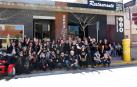 Imagen de algunos de los moteros participantes en la concentración de Ribaforada