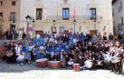 Los participantes en la X Rompida de la Hora de Tudela posaron juntos tras el acto