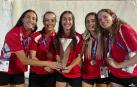 Las cinco  jugadoras navarras, subcampeonas europeas universitarias en Portugal