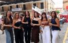 Una cuadrilla de amigas, durante la celebración del XV Día del Tomate de Cadreita