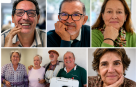 Arriba: Miguel Ángel Ortiz, 62 años, Rubén Darío (70), María Ángeles Hernández ((71). Abajo: Txaro Olleta (70), Sagrario Aragón (71), Juanjo Aragón (74) y Montse Port (68).