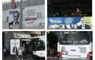 Combo de marquesinas, autobuses y postes de luz, lugares ya habituales donde los partidos políticos colocan su propaganda electoral.