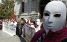 Una protesta en contra de la violencia machista en Granada.