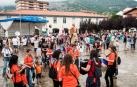 La plaza del Ayuntamiento de Irurtzun ayer después del chupinazo de fiestas.