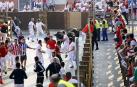 Aparatoso revolcón en el quinto encierro de Tudela