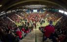 Imagen panorámica del pabellón Anaitasuna lleno el pasado 18 de junio para ver el partido de Osasuna ante el Girona en la final de la fase de ascenso a Primera División.