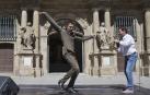 El bailaor Marcos Vargas y el saxofonista Josetxo Goia-Aribe interpretaron el 'Aurresku gitano' en Pamplona el pasado mes de agosto.
