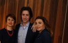 Los tres intérpretes navarros posaron ayer en Baluarte: Maite Beaumont (izquierda), José Luis Sola y Sabina Puértolas.