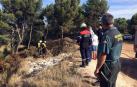 Imágenes del fuego que ha calcinado una hectárea entre Milagro y Villafranca.