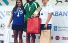 Amaia Osaba, en el podio como ganadora del K1 femenino.