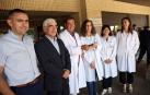 De izda. a dcha.: Jorge Pascual (jefe del Servicio de Prevención de Riesgos Laborales), Óscar Moracho, José Ramón Mora, Ana Castillo Huguet (voluntaria en el programa), Cristina Vispe (responsable del programa en Tudela) y Ana Beamonte (jefa del Servicio de Profesionales de Tudela).