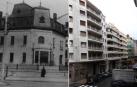 La esquina de las calles Arrieta y Bergamín en 1950 (izquierda) y 2017 (derecha).