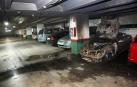 Arde un coche en el parking del Rincón de la Aduana en Pamplona