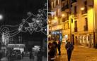 La Plaza Consistorial en la Navidad de 1958 y en 2017.