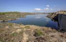 Vista de la cola del embalse de Santomera, Murcia, que este martes se encuentra al 8% de su capacidad.