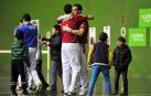 Los pelotaris de Aspe, con Merino