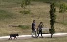 Una pareja pasea a su perro en las inmediaciones de Ripagaina