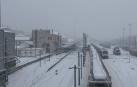 La nevada en Navarra cancela vuelos y autobuses y corta el tráfico de trenes