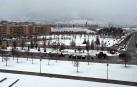 La nieve llega a Navarra y viste a Pamplona de blanco para recibir a la primavera
