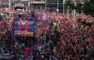 Iniesta, gran protagonista de la celebración del doblete