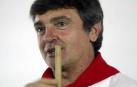 Miguel Reta, pastor del encierro, con 'San Fermín SÍ, San Fermin BAI'