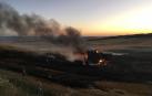 Incendio en Sesma al incendiarse una cosechadora mientras trabajaba