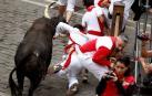 Imágenes del séptimo encierro de los Sanfermines de 2018, con toros de la ganadería Jandilla.