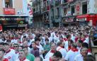Imágenes del tercer encierro de los Sanfermines 2018, protagonizado por toros de Cebada Gago.