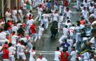 Imágenes del tercer encierro de los Sanfermines 2018, protagonizado por toros de Cebada Gago.