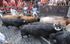 Imágenes del cuarto encierro de los Sanfermines 2018, con toros de la ganadería Fuente Ymbro.