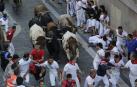 Imágenes del cuarto encierro de los Sanfermines 2018, con toros de la ganadería Fuente Ymbro.