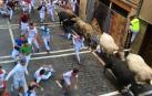 Imágenes del quinto encierro de los sanfermines, con toros de la ganadería Núñez del Cuvillo