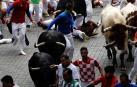 Imágenes del sexto encierro de los Sanfermines 2018, con toros de la ganadería Victoriano del Río.