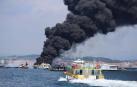 Arde un catamarán de pasajeros en Pontevedra y varias personas resultan heridas