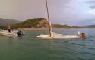 Naufragio de un velero en el embalse de Yesa debido a una tormenta