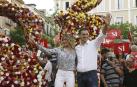 El secretario general y candidato del PSOE, Pedro Sánchez, junto a su mujer Begoña Gómez, en el acto de inicio de la campaña electoral