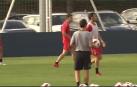 Vuelta a la normalidad en el entrenamiento de Osasuna tras el desmayo de Imanol