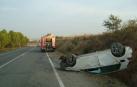 Herido tras volcar su coche en la NA-132, cerca de Tafalla