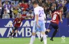 Brandon celebra el gol al Zaragoza.