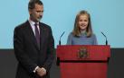 Emoción y orgullo de los Reyes en la primera intervención de la princesa Leonor