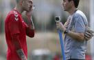 Fotos del meta de Osasuna Rubén Martínez en diferentes entrenamientos