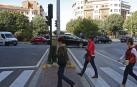 La plaza Príncipe de Viana en la actualidad, convertida en uno de los puntos de más tráfico de Pamplona.