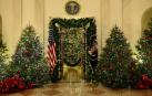 Una pequeña parte de la decoración navideña de la Casa Blanca diseñada por Melania Trump.