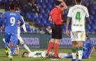 Jaime Romero, ex de Osasuna, abandona el Getafe-Córdoba en camilla y con collarín