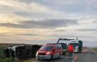 Vuelco de un camión en la NA-115, cerca de Peralta.