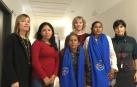 Argia Aldaya e Idoia Ortabe (Fundación Paz y Solidaridad); las tres integrantes de la Confederación Nacional de Mujeres Campesinas Indígenas Originarias de Bolivia: Marcia Edith Gonzales Torrez, María Mamani Segovia y Eloína Coca Rodríguez; y la directora del instituto Iñaki Ochoa de Olza, Aintzane Perea.