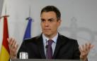 El presidente del Gobierno, Pedro Sánchez, durante su comparecencia antes los medios en el Palacio de La Moncloa.
